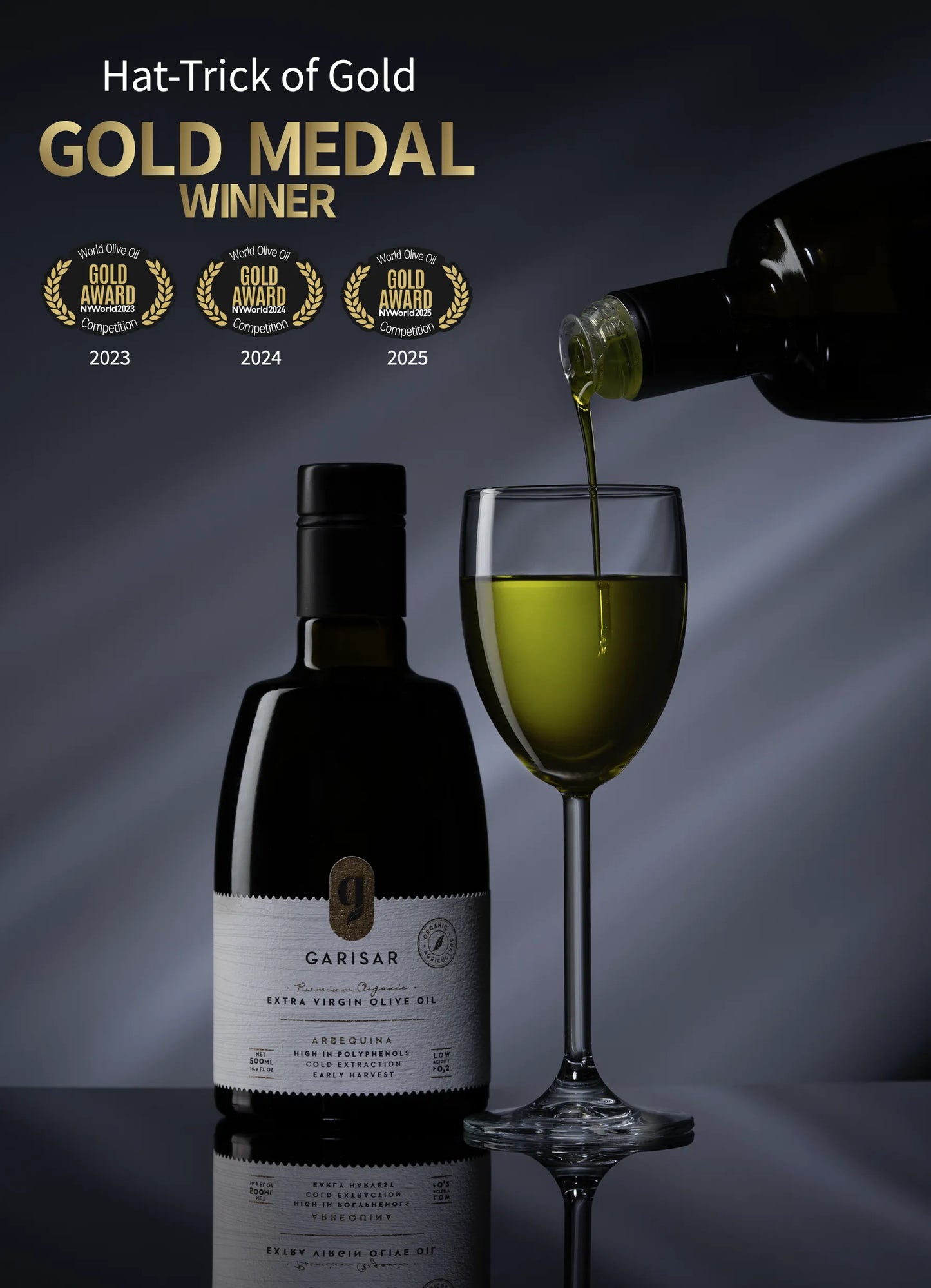 Garisar High Polyphenol Extra Virgin Olive Oil – Arbequina – Cold Pressed – NYIOOC Gold Medal Winner NEW SEASON SEPTEMBER 2024 HARVEST